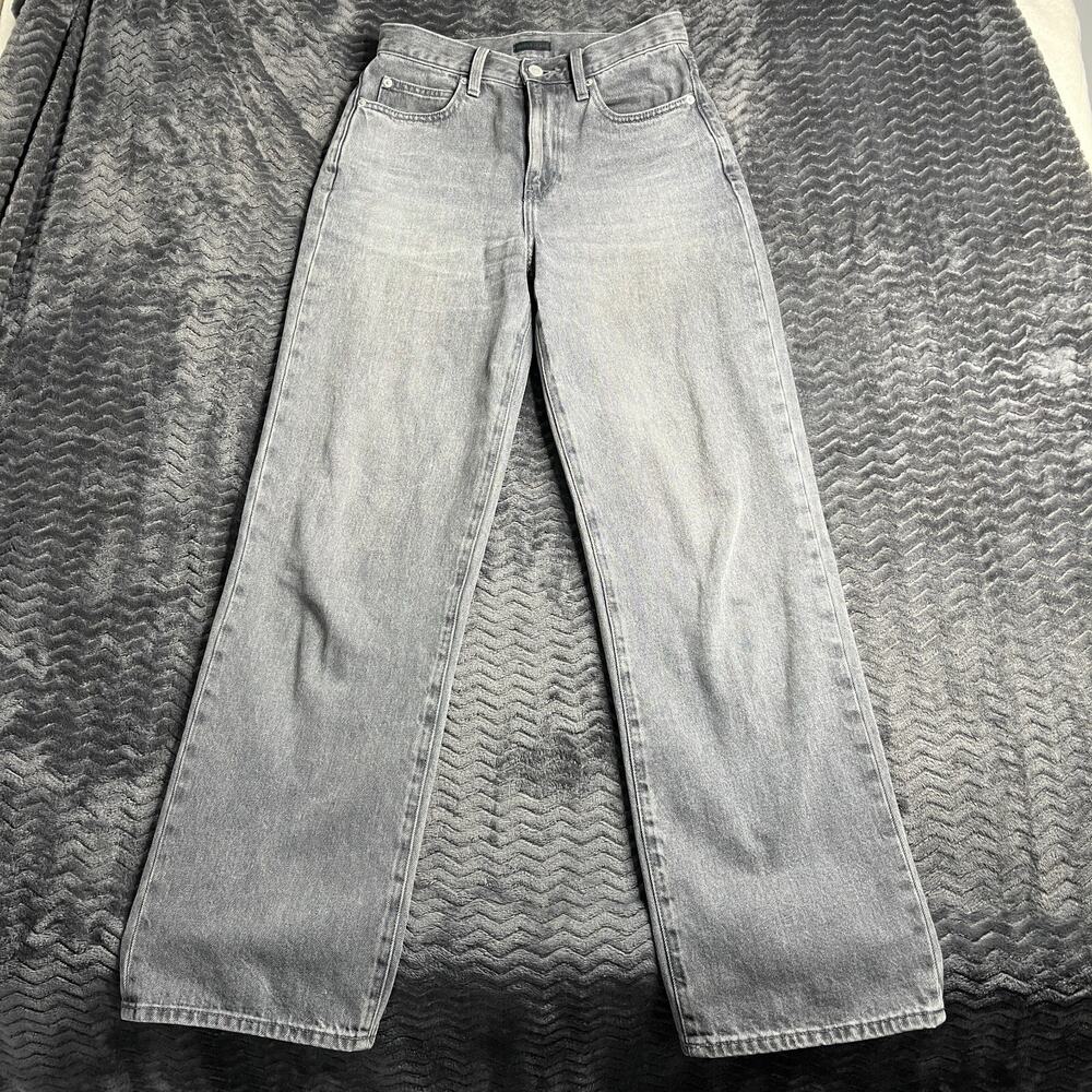 Uniqlo Women Wide Straight Leg Kaihara Japanese Jeans Inseam Size 3 Gray
